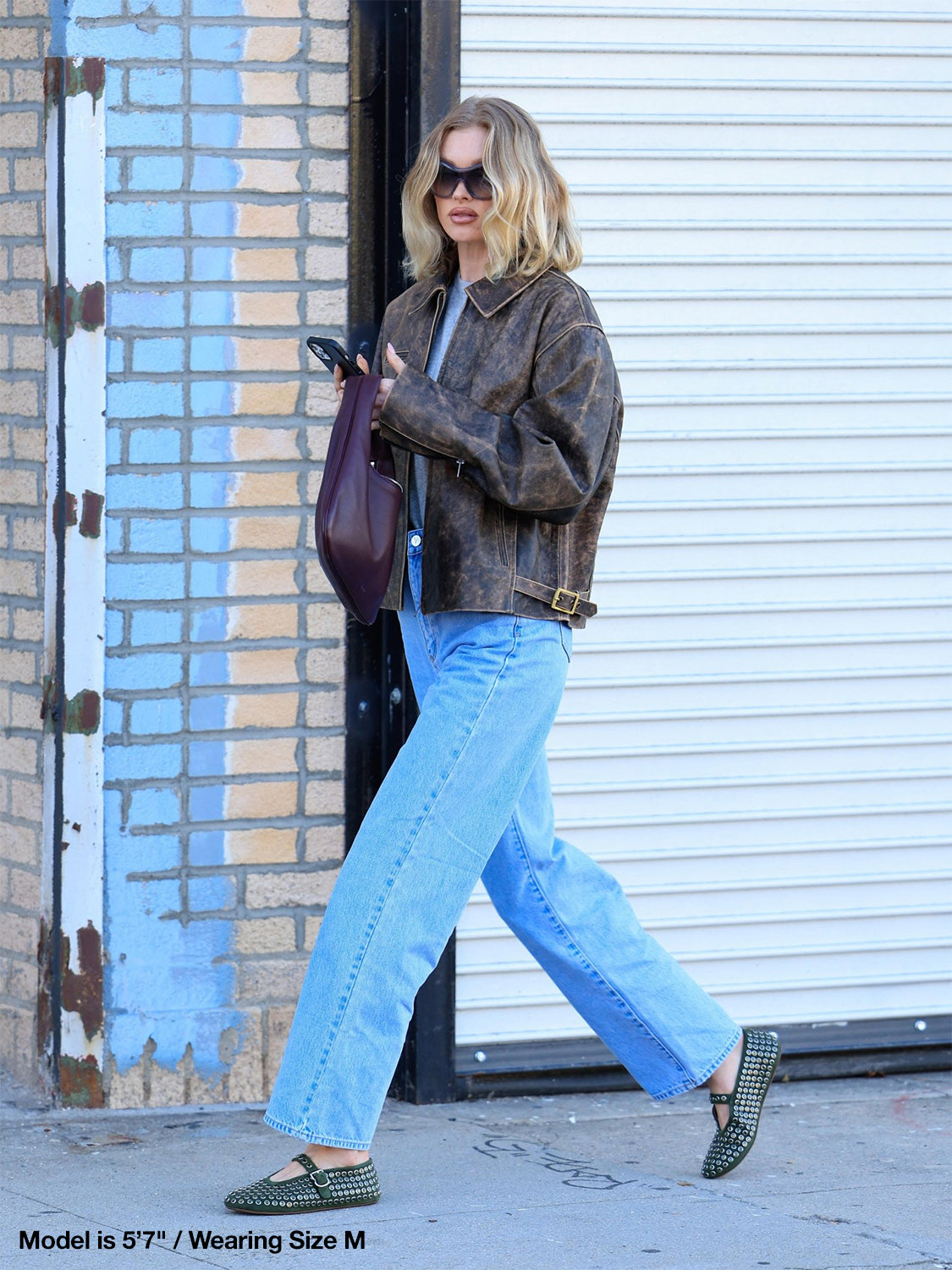 Everyday Boxy Leather Jacket - Brown