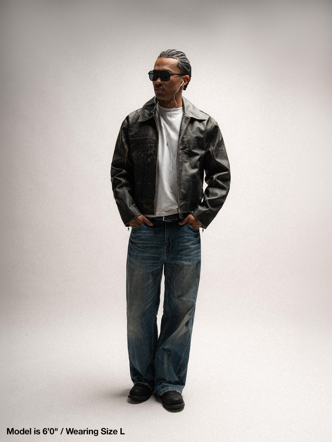 Everyday Boxy Leather Jacket - Jet Black