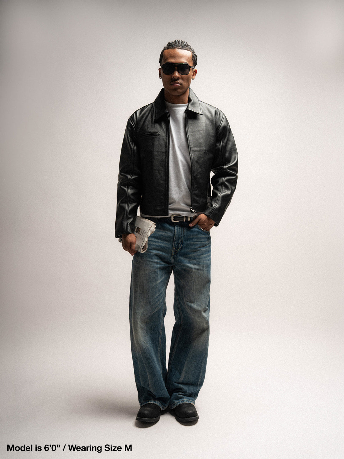 Everyday Boxy Leather Jacket - Solid Black