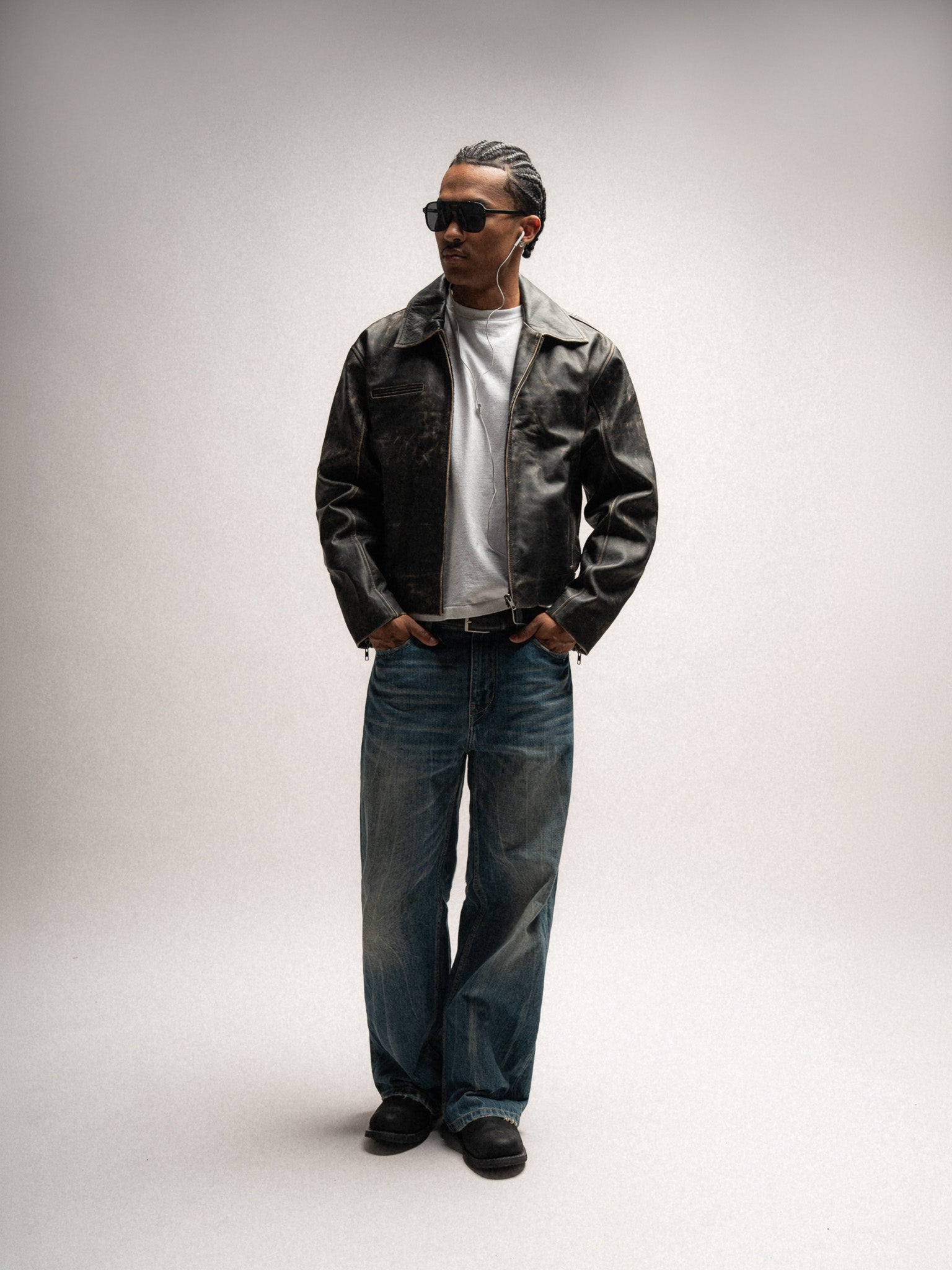 Everyday Boxy Leather Jacket - Jet Black