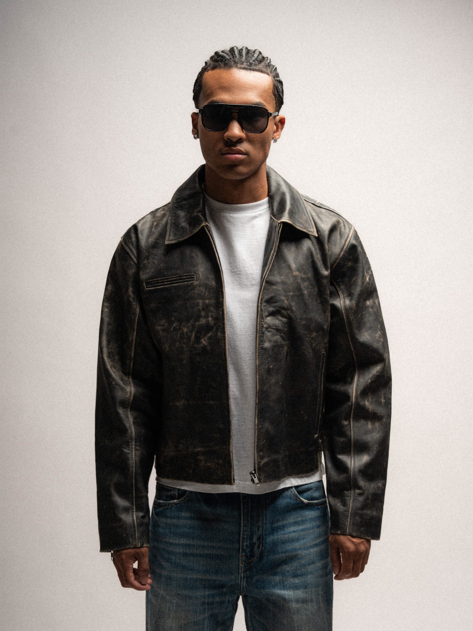 Everyday Boxy Leather Jacket - Jet Black