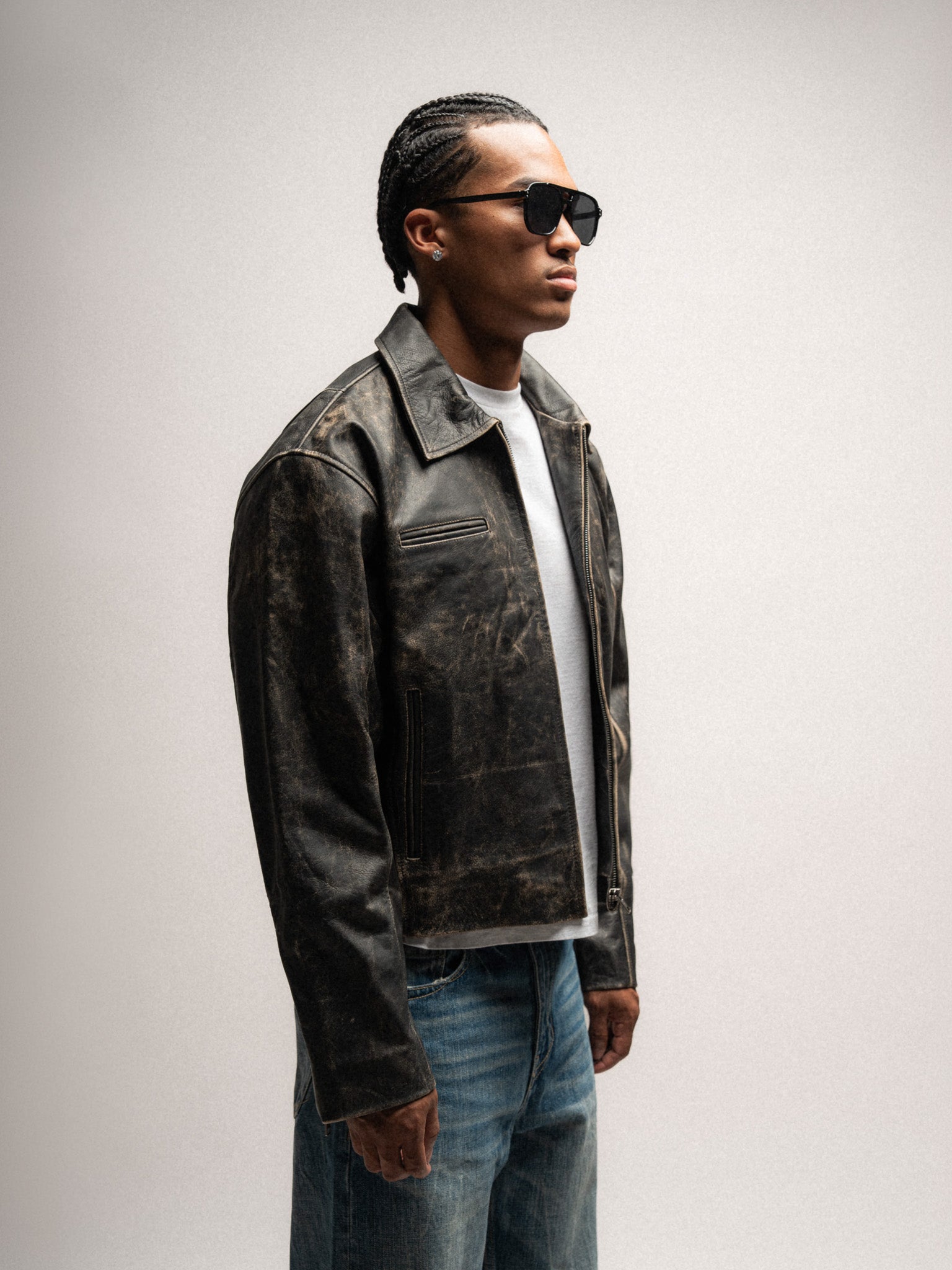 Everyday Boxy Leather Jacket - Jet Black