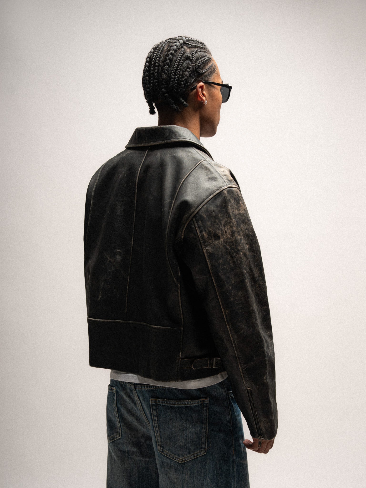 Everyday Boxy Leather Jacket - Jet Black
