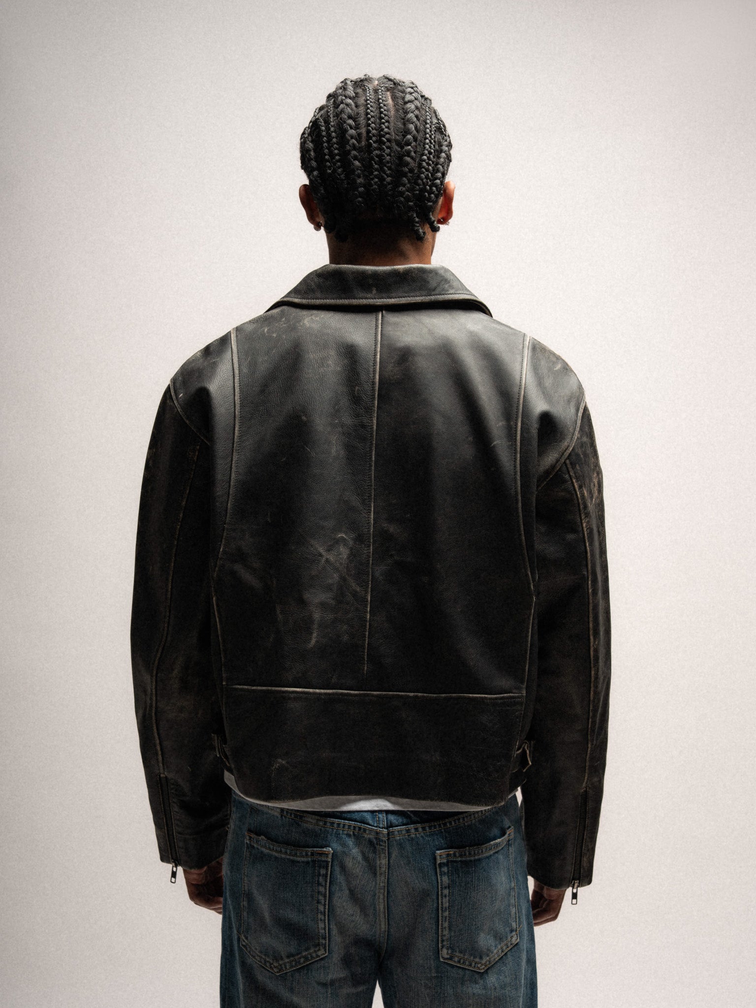 Everyday Boxy Leather Jacket - Jet Black
