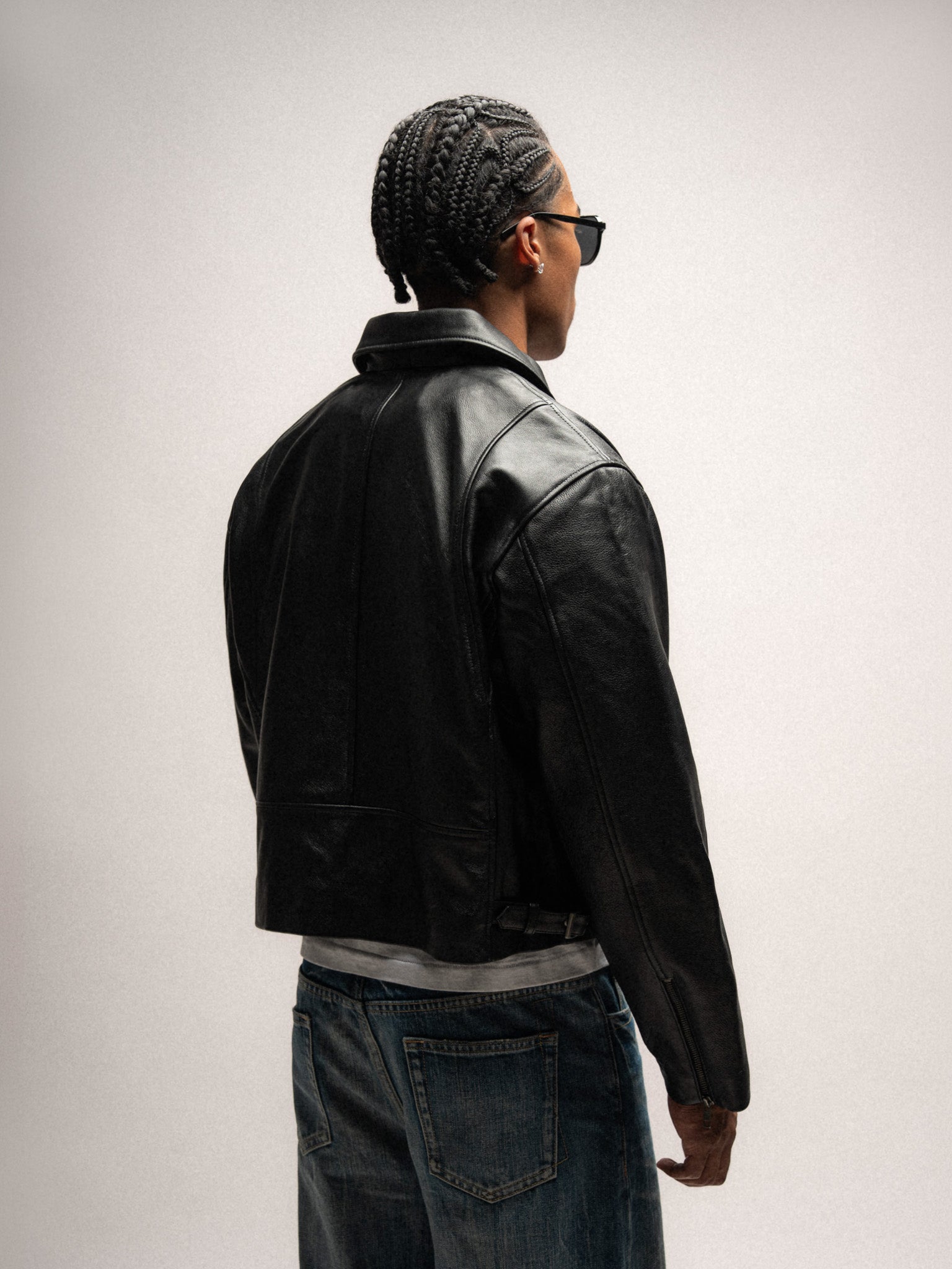 Everyday Boxy Leather Jacket - Solid Black