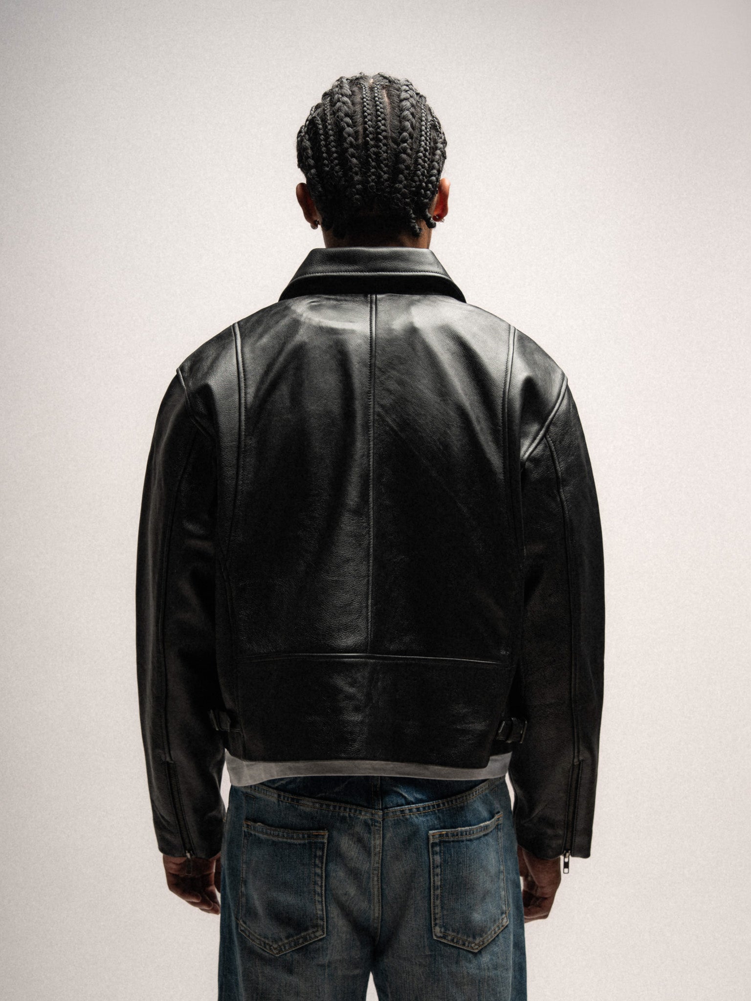 Everyday Boxy Leather Jacket - Solid Black
