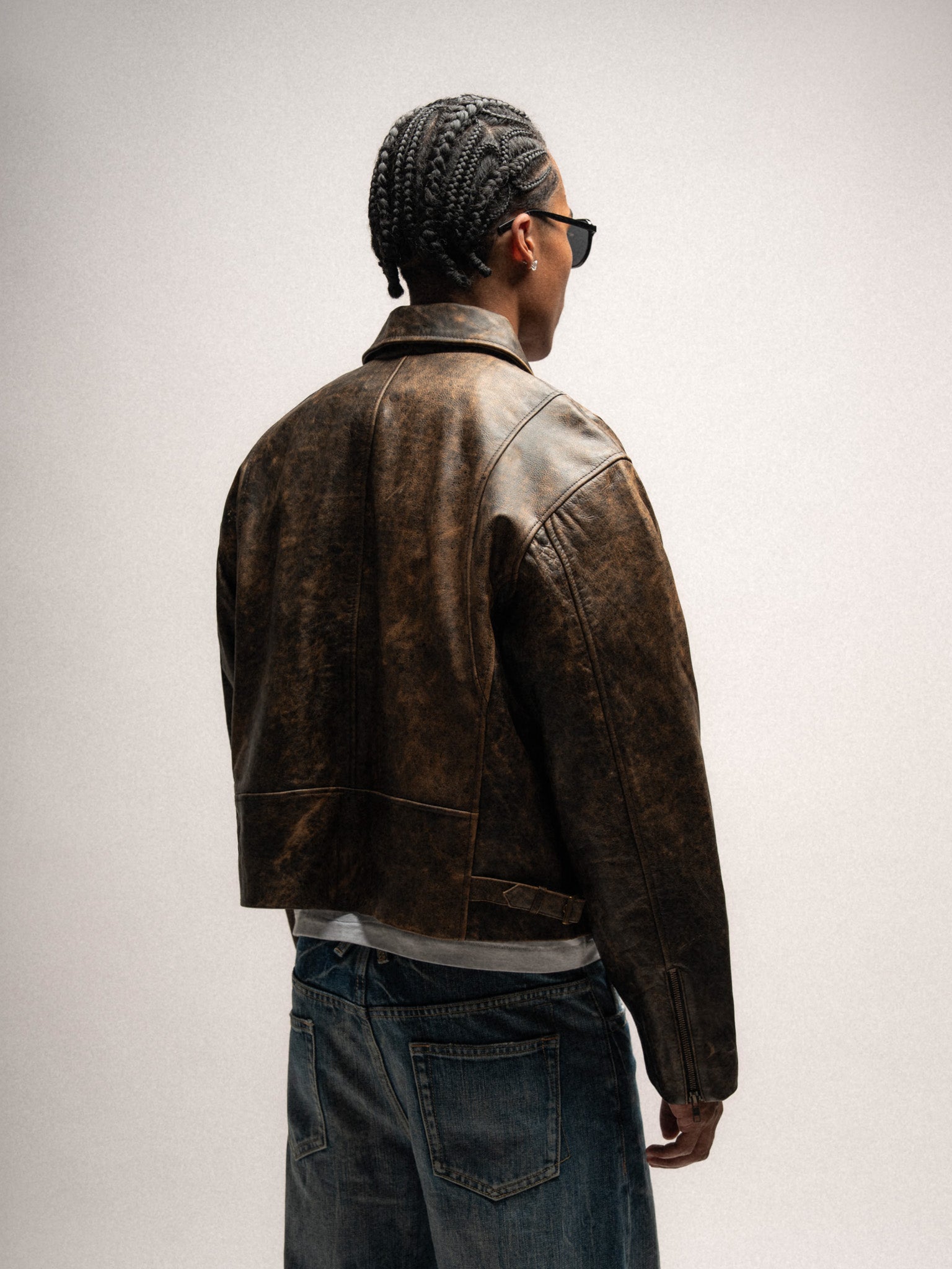 Everyday Boxy Leather Jacket - Brown