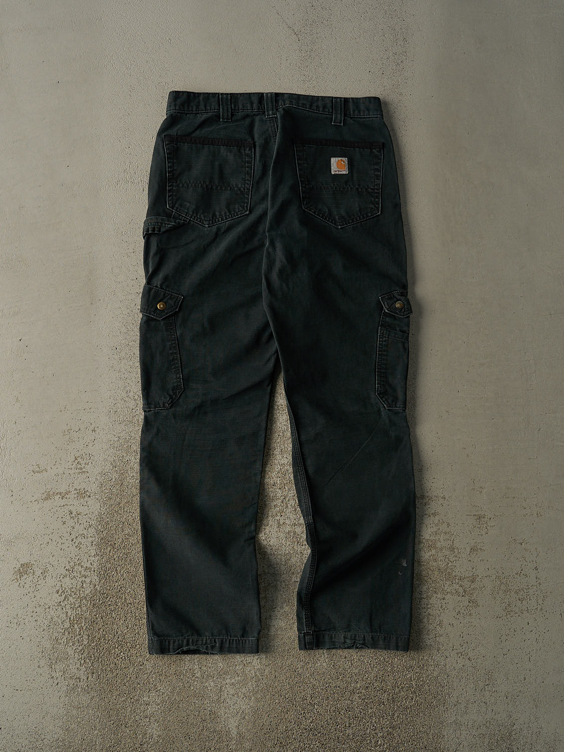 Vintage Y2K Faded Black Carhartt Double Knee Cargo Utility Pants (32x32)