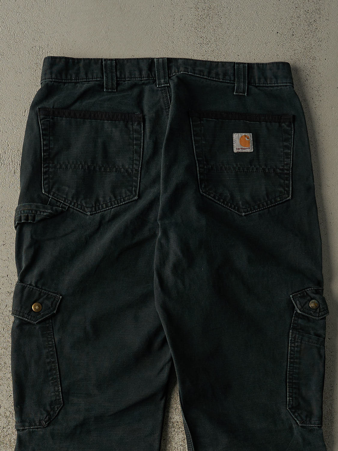 Vintage Y2K Faded Black Carhartt Double Knee Cargo Utility Pants (32x32)