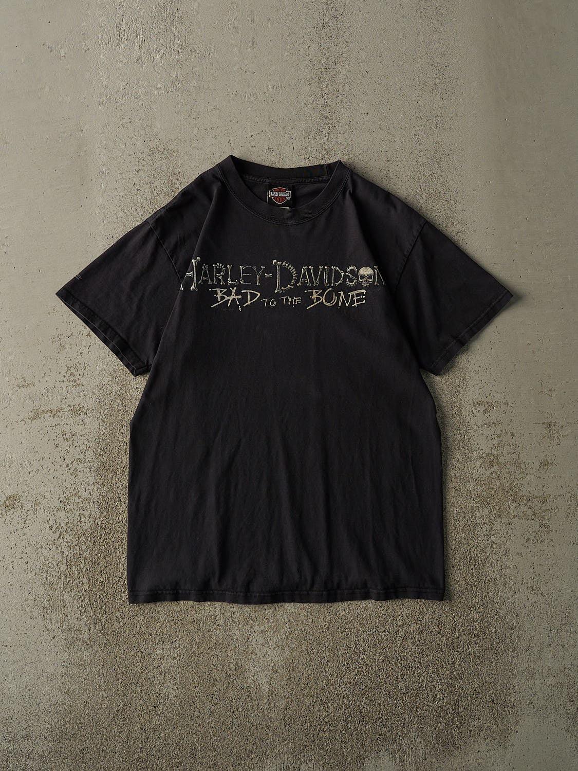 Vintage 11' Faded Black Lloydminster AB Harley Davidson "Bad to The Bone" Tee (S/M)