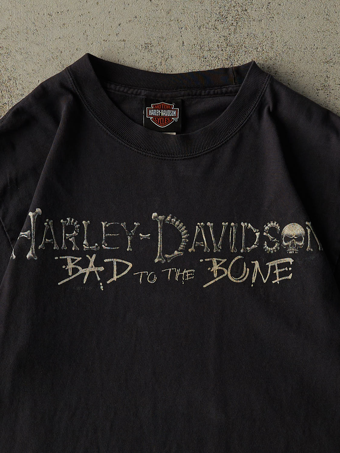 Vintage 11' Faded Black Lloydminster AB Harley Davidson "Bad to The Bone" Tee (S/M)