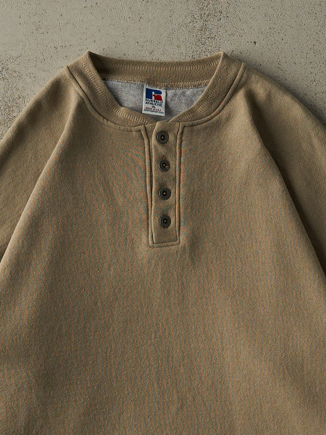 Vintage 90s Beige Russell Athletic Beige Quarter Button Pullover (XL/XXL)