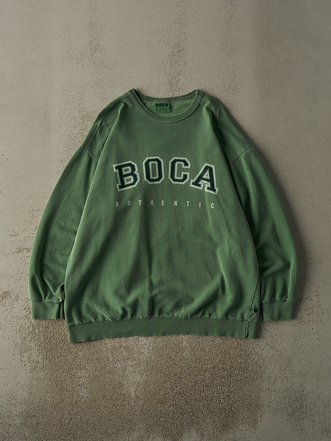 Vintage 90s Washed Green Boca Crewneck (XL)