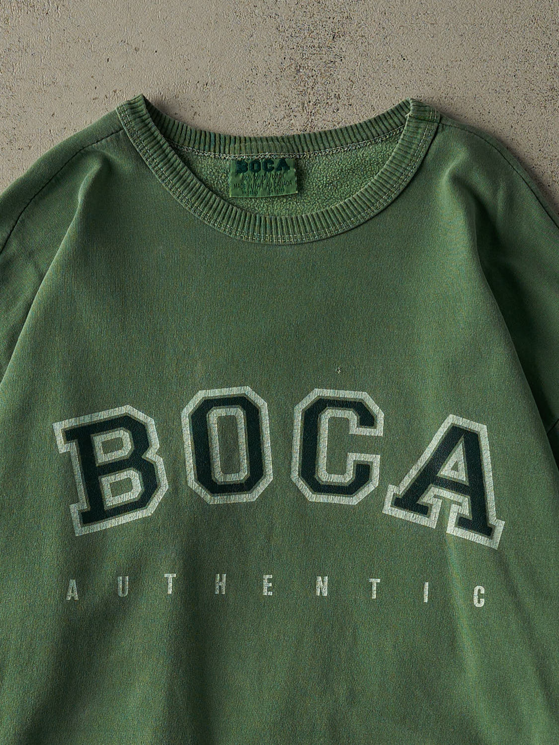 Vintage 90s Washed Green Boca Crewneck (XL)