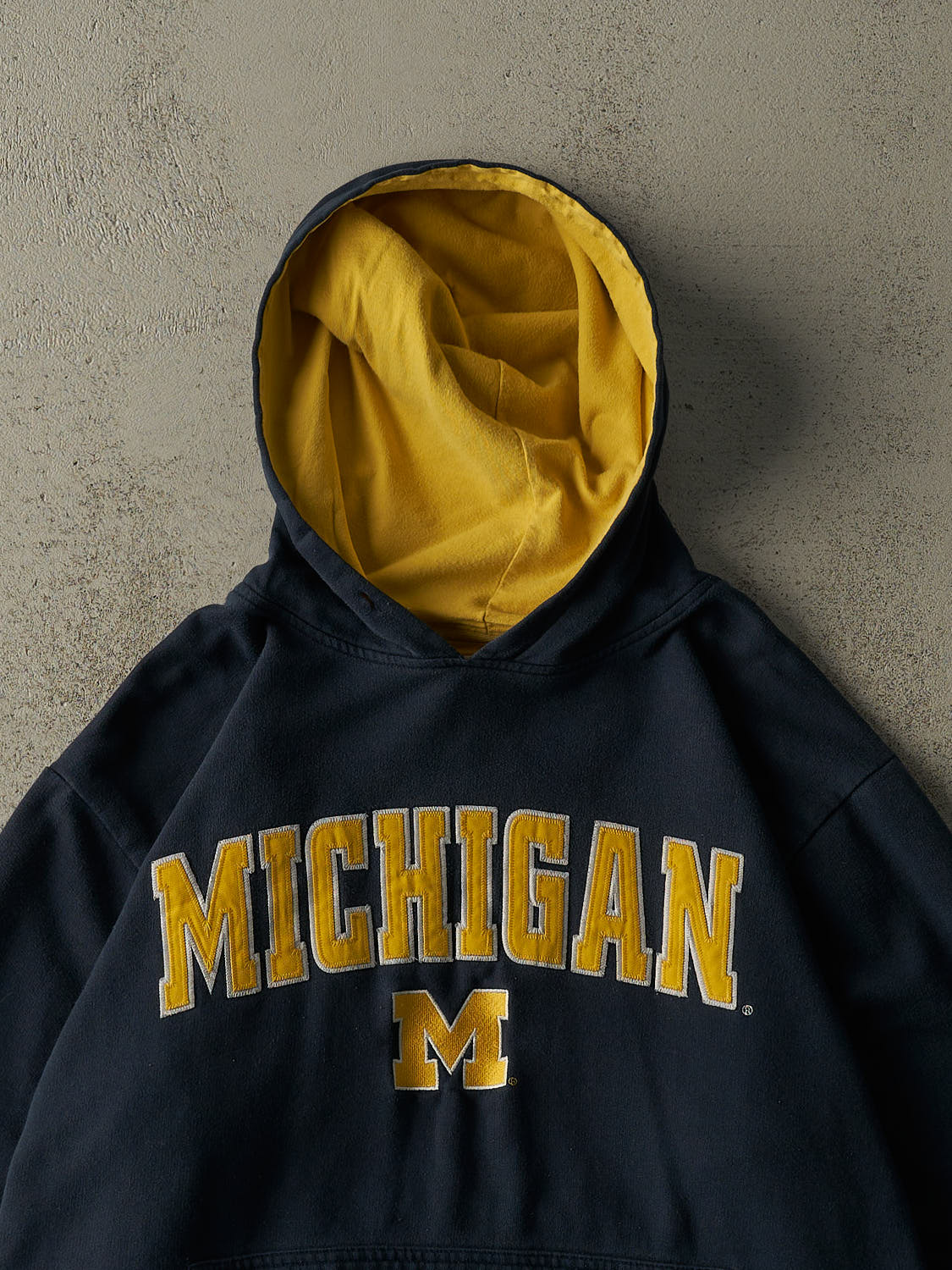 Vintage Y2K Navy Blue University of Michigan Hoodie (L/XL)