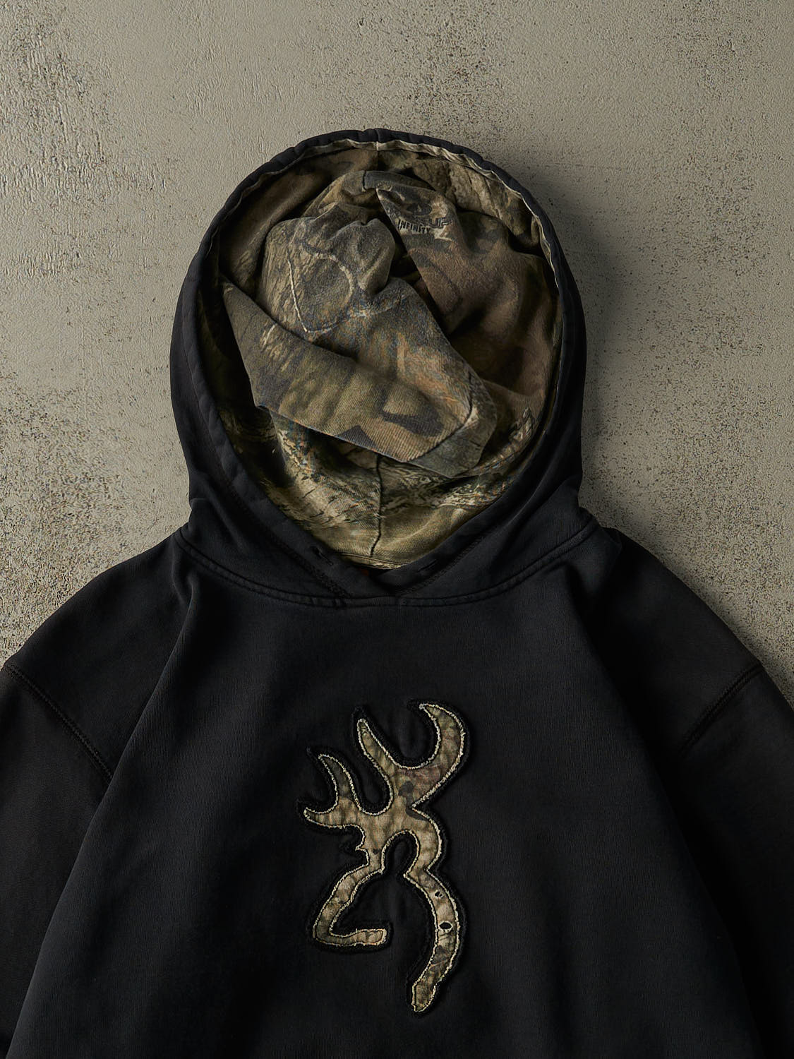 Vintage Y2K Faded Black Browning Embroidered Hoodie (L)