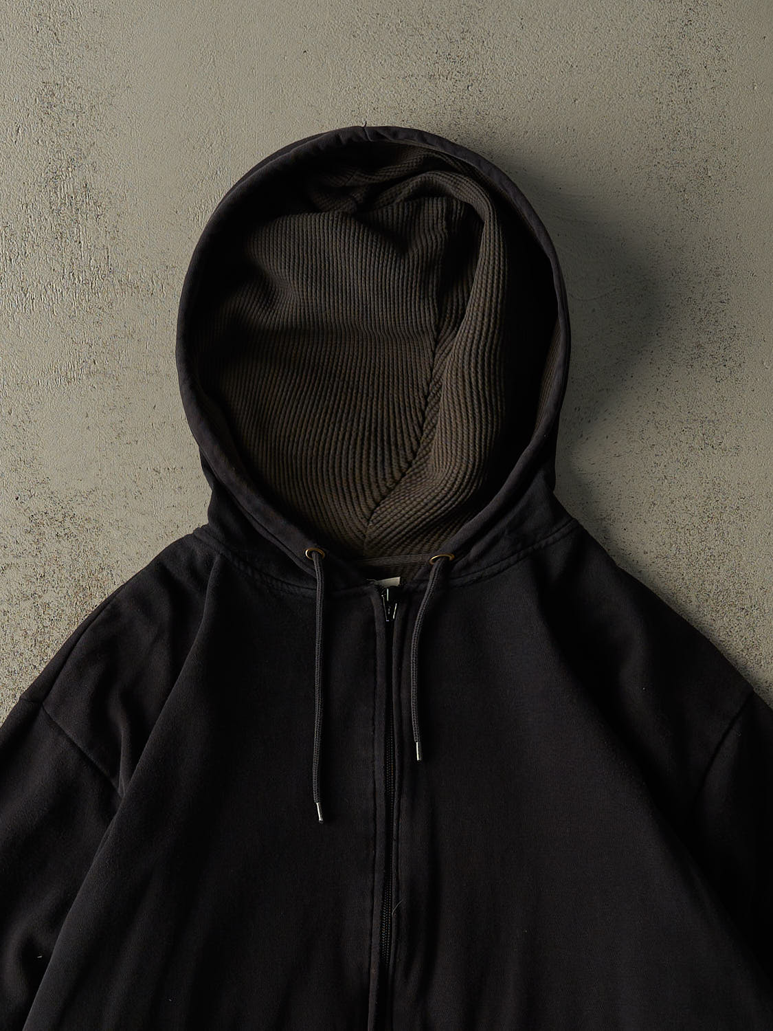 Vintage Y2K Faded Black Dickies Thermal Lined Zip Up Boxy Hoodie (L/XL)