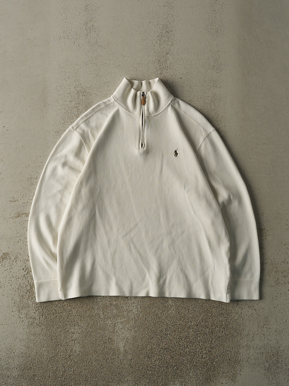 Vintage 90s White Polo Ralph Lauren Quarter Zip Knit (L/XL)
