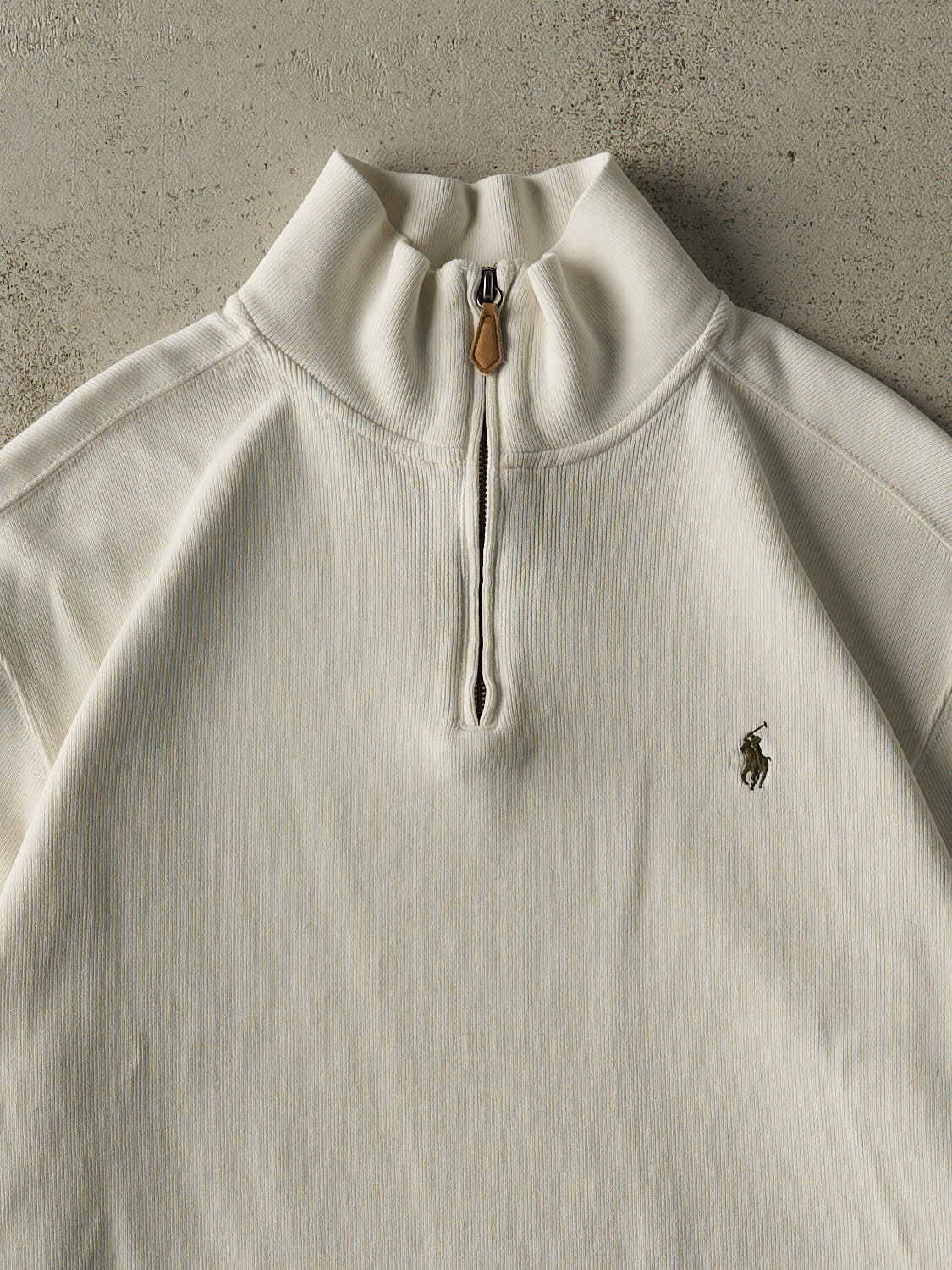 Vintage 90s White Polo Ralph Lauren Quarter Zip Knit (L/XL)