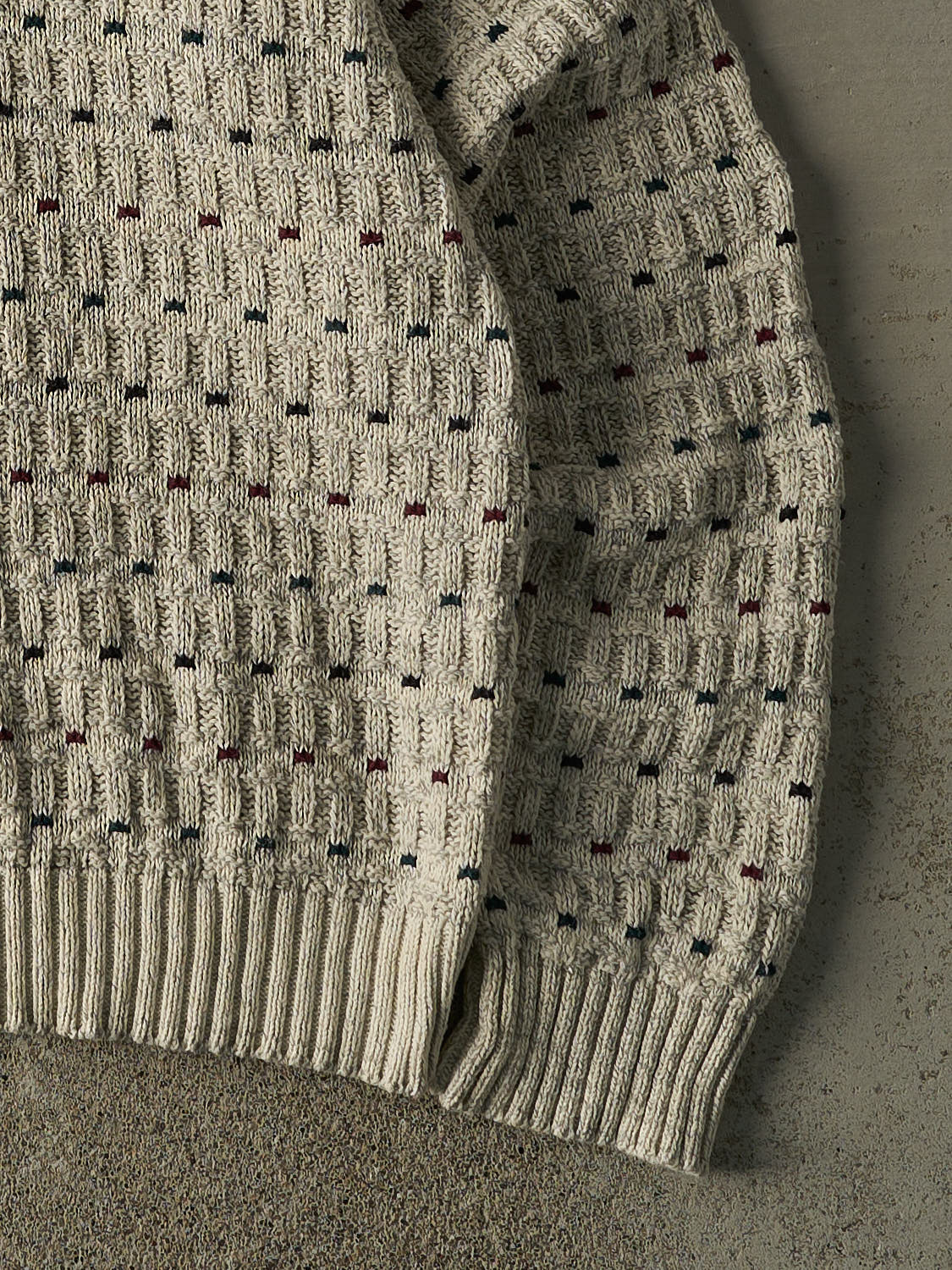 Vintage 90s Beige Patterned Knit Pullover (XXL)