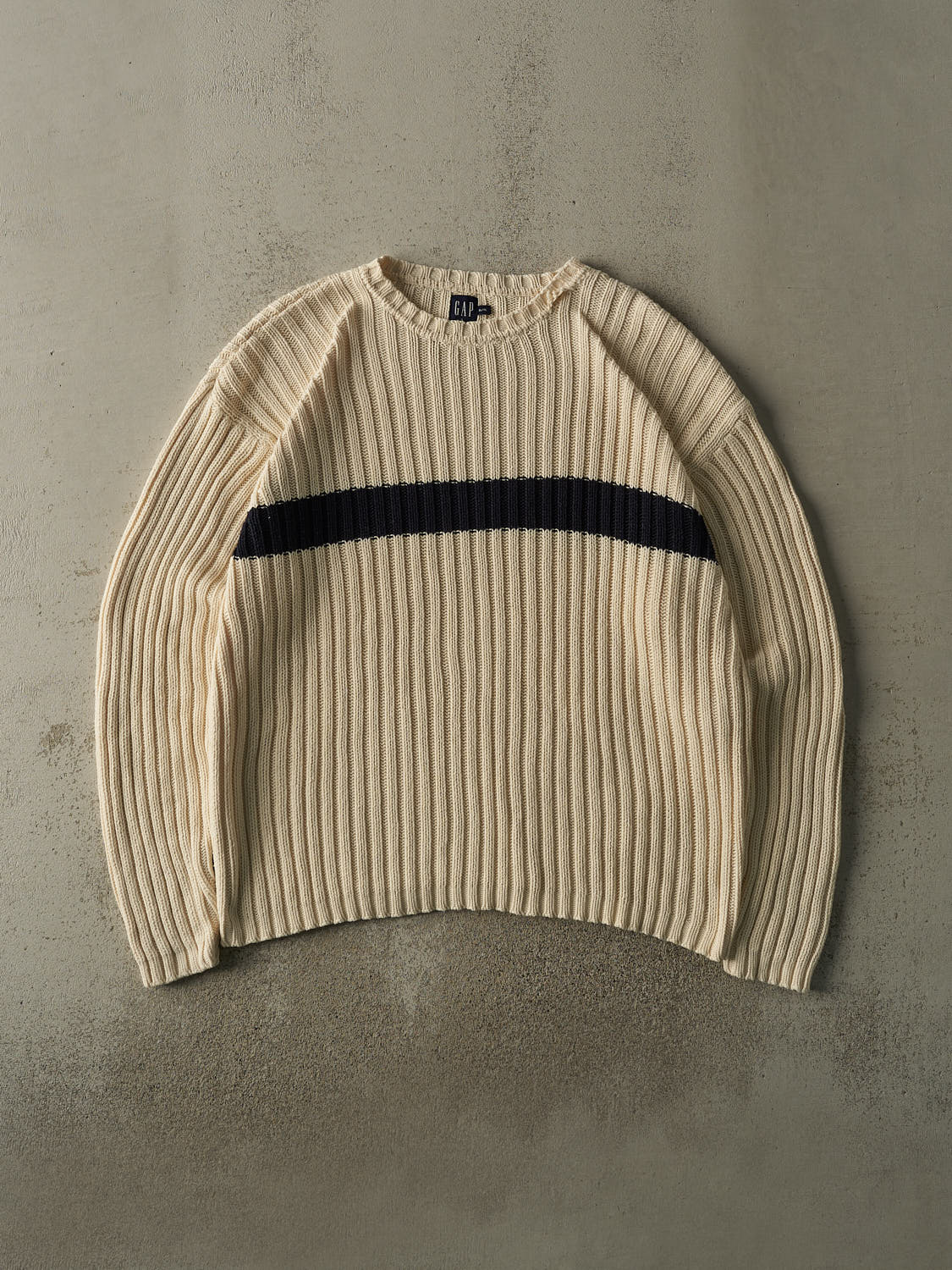 Vintage 90s Beige Striped Gap Knit (XL/XXL)