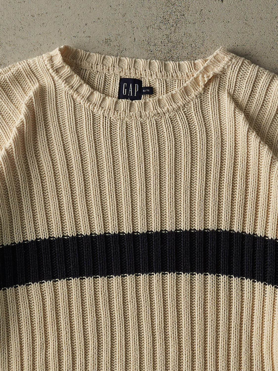 Vintage 90s Beige Striped Gap Knit (XL/XXL)