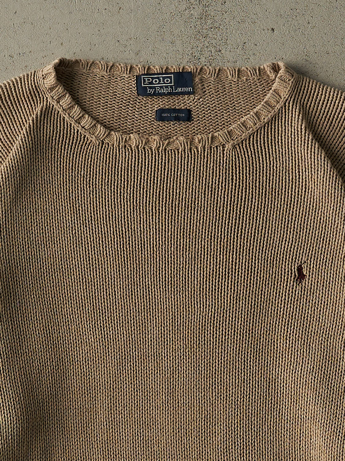 Vintage 90s Beige Polo Ralph Lauren Embroidered Knit (XXL/XXXL)