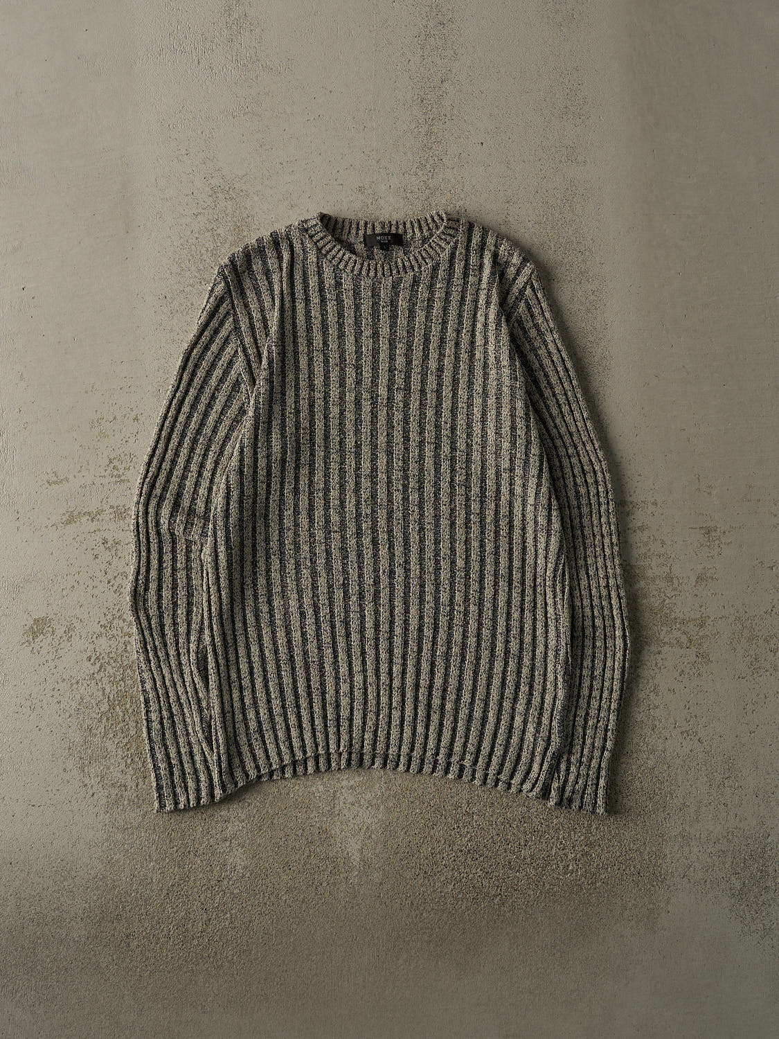 Vintage Y2K Beige Striped Knit Pullover (M/L)