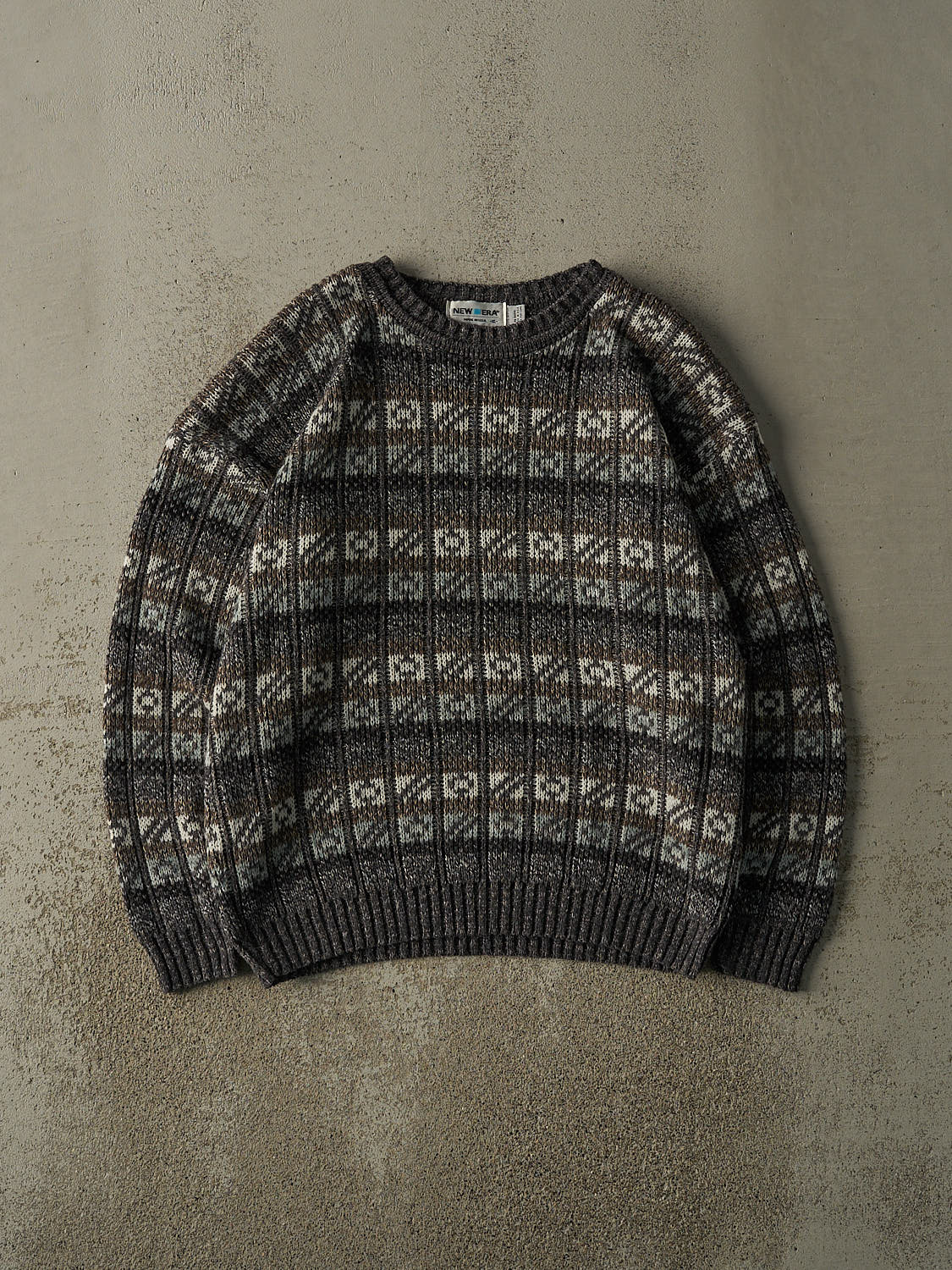 Vintage 80s Grey Patterened Grandpa Knit (M/L)