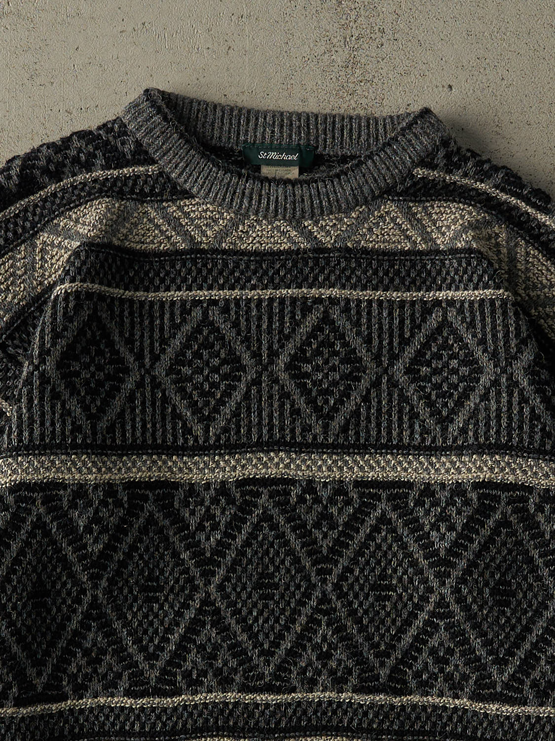 Vintage 90s Grey Patterned Grandpa Knit (S/M)