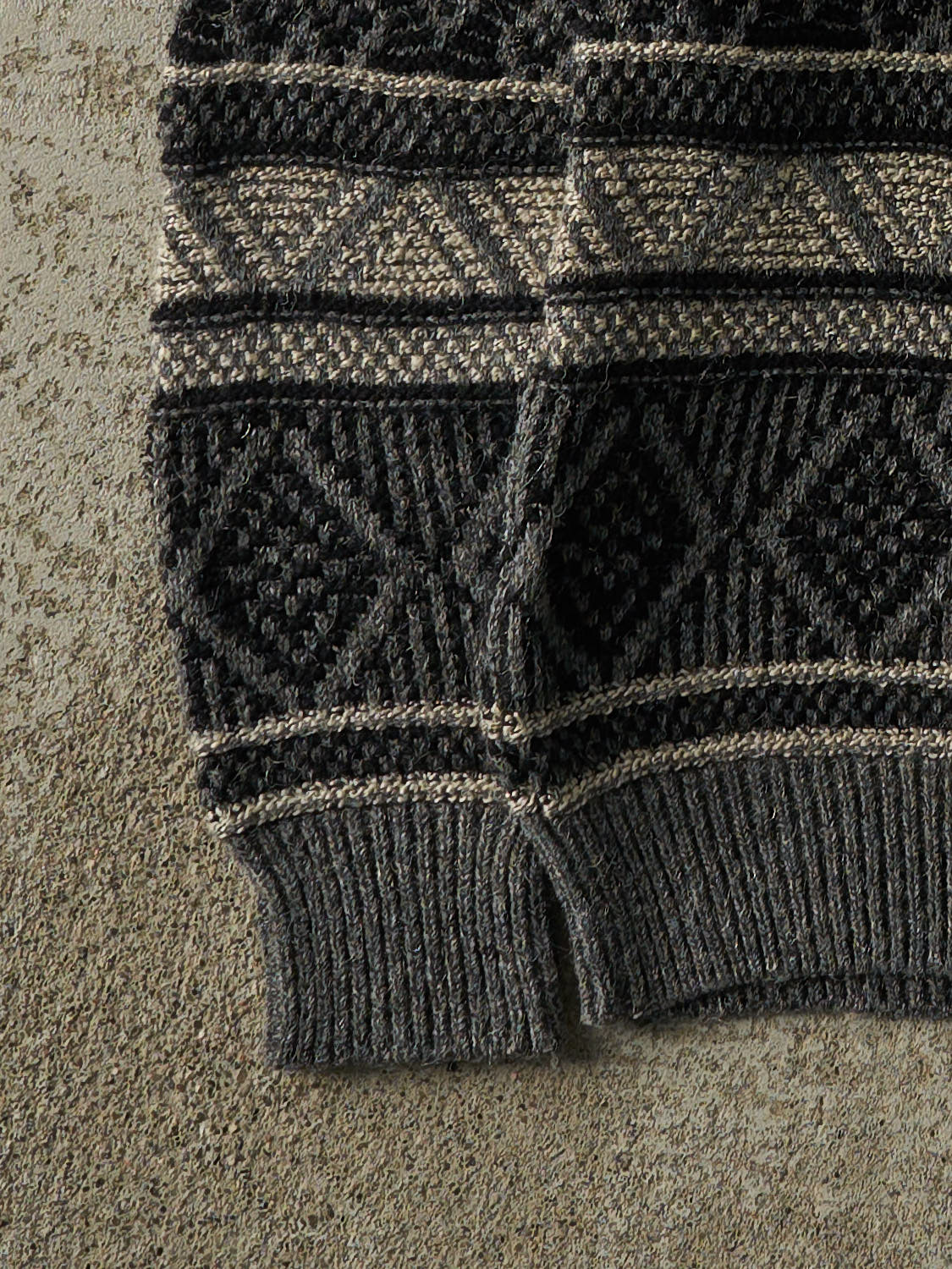 Vintage 90s Grey Patterned Grandpa Knit (S/M)