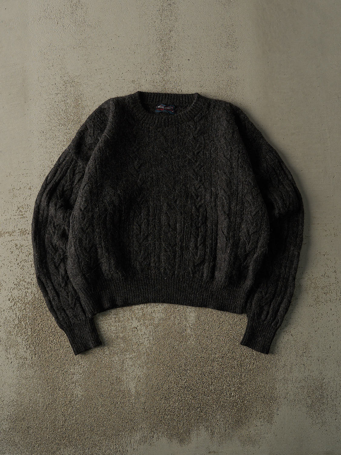 Vintage 80s Charcoal Grey Alpaca Wool Boxy Knit Pullover (S/M)