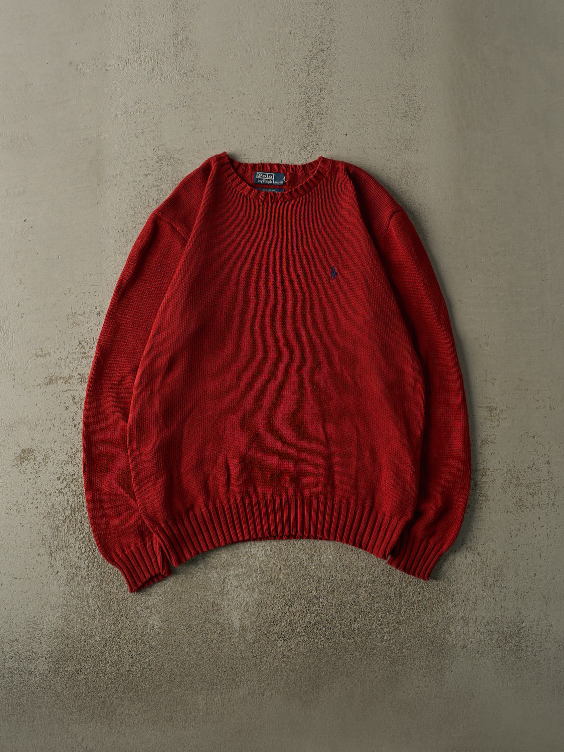 Vintage 90s Red Polo Ralph Lauren Knit Pullover (L/XL)