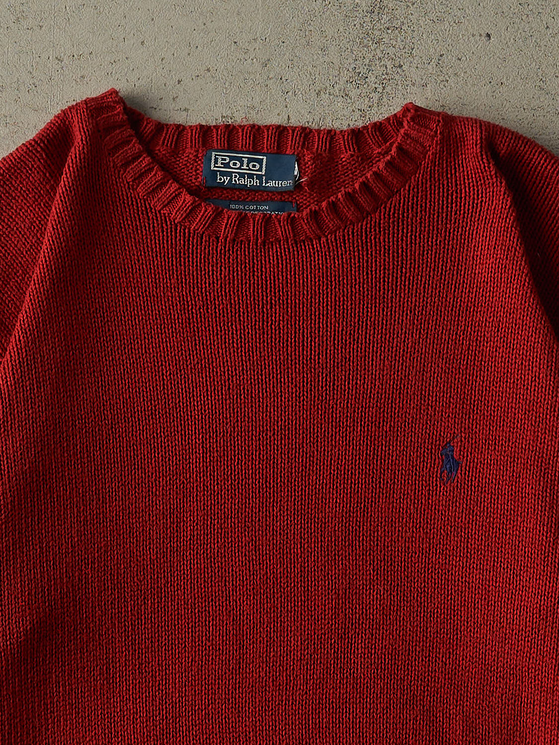 Vintage 90s Red Polo Ralph Lauren Knit Pullover (L/XL)