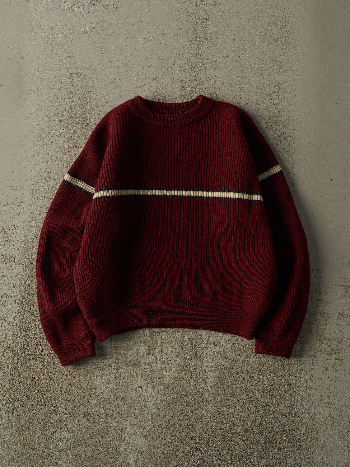 Vintage 90s Burgundy Striped Boxy Knit (XS/S)
