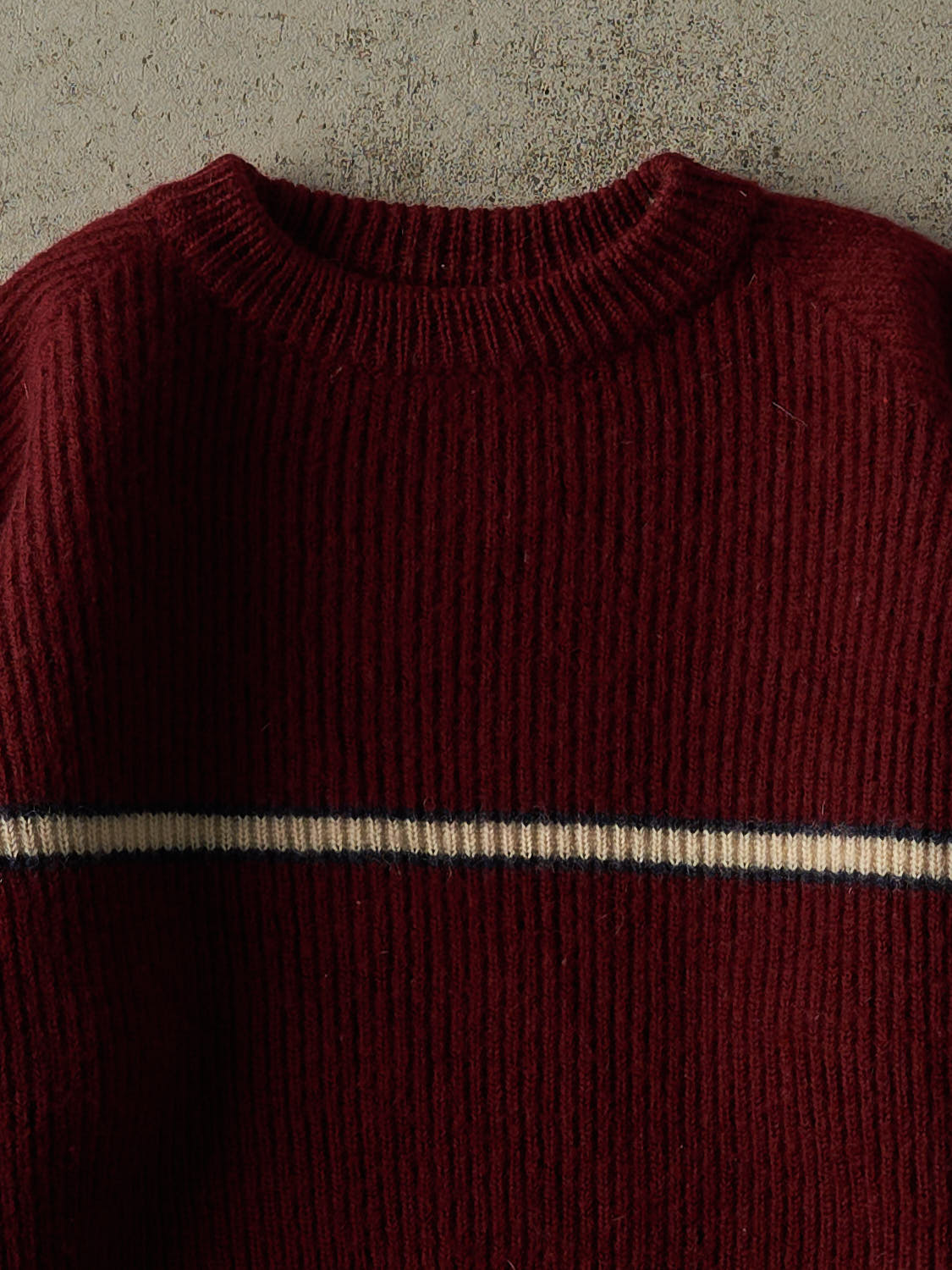 Vintage 90s Burgundy Striped Boxy Knit (XS/S)