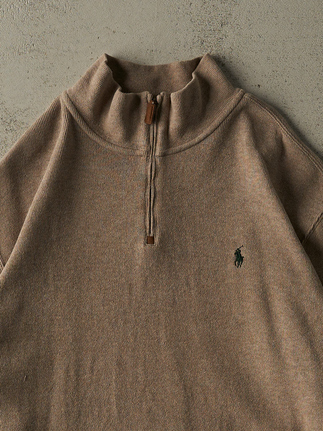 Vintage 90s Beige Polo Ralph Lauren Quarter Zip Knit (XXL/XXXL)