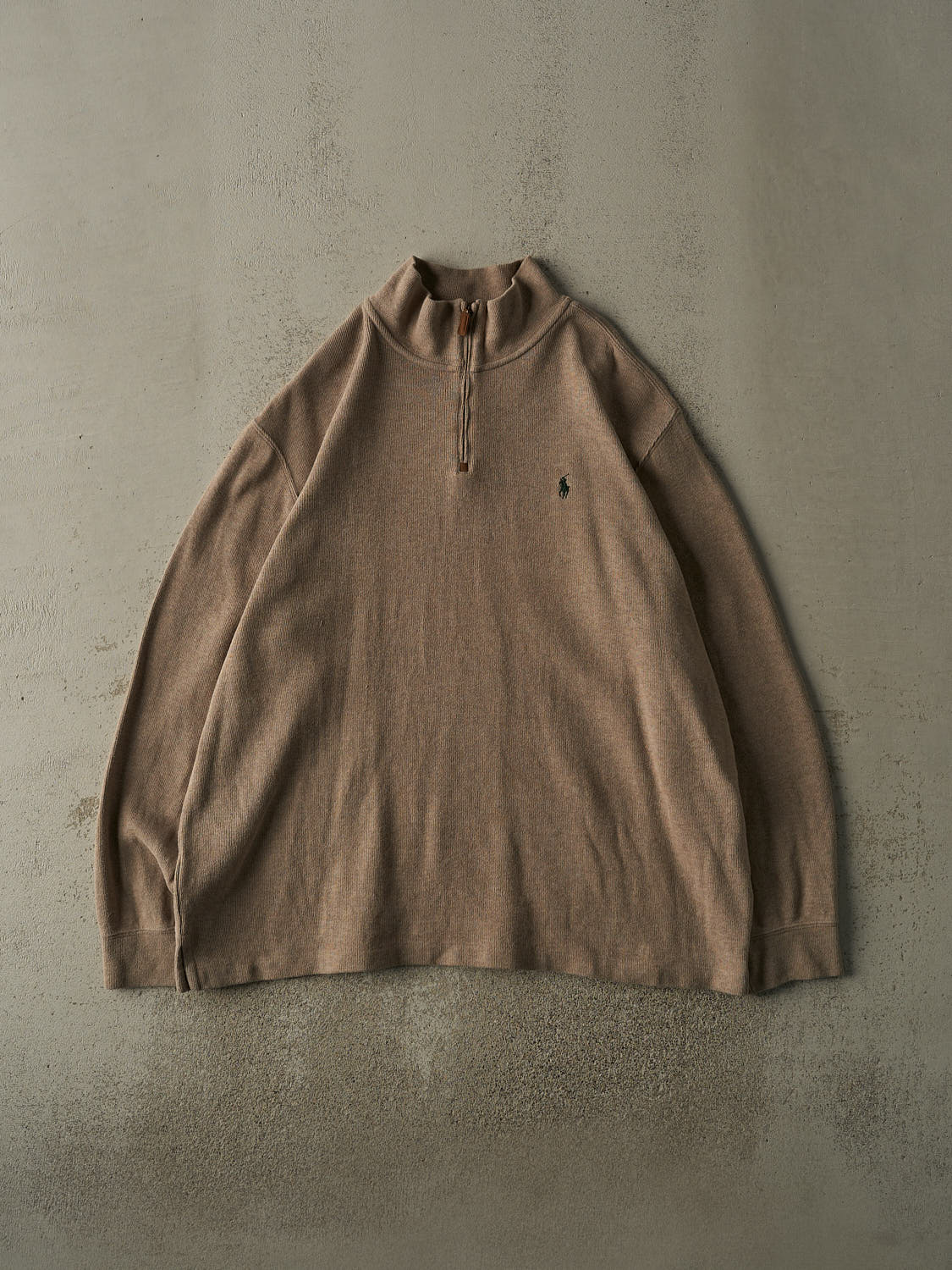 Vintage 90s Beige Polo Ralph Lauren Quarter Zip Knit (XXL/XXXL)