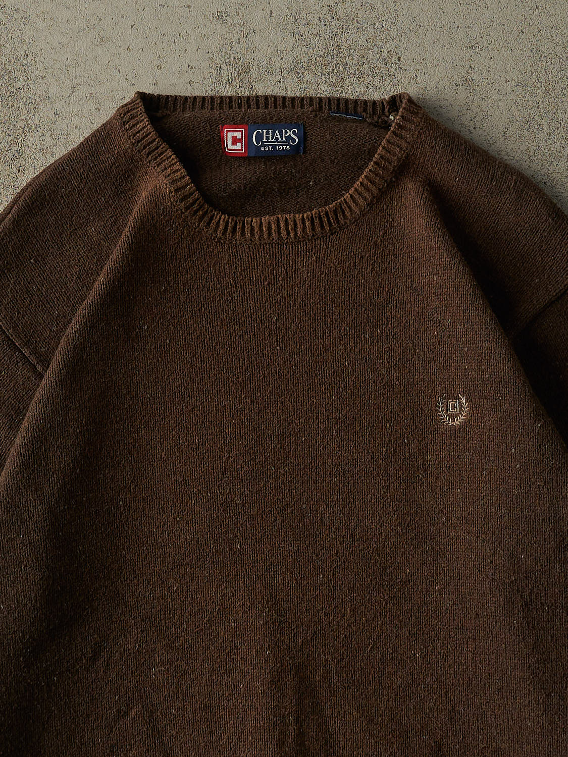 Vintage 90s Brown Chaps Embroidered Knit Pullover (XL)