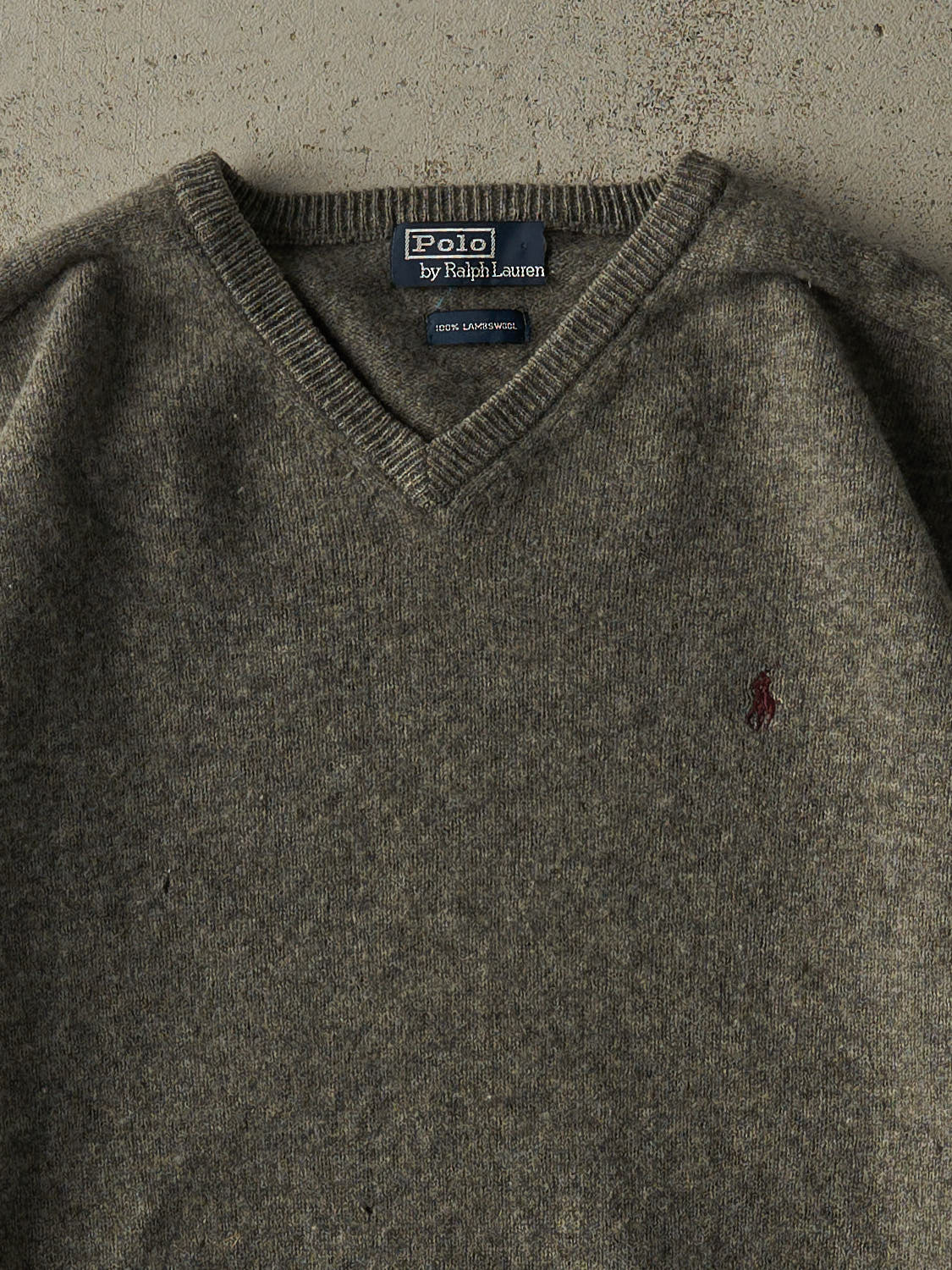 Vintage 90s Grey Polo Ralph Lauren Lambs Wool Boxy Knit (S/M)