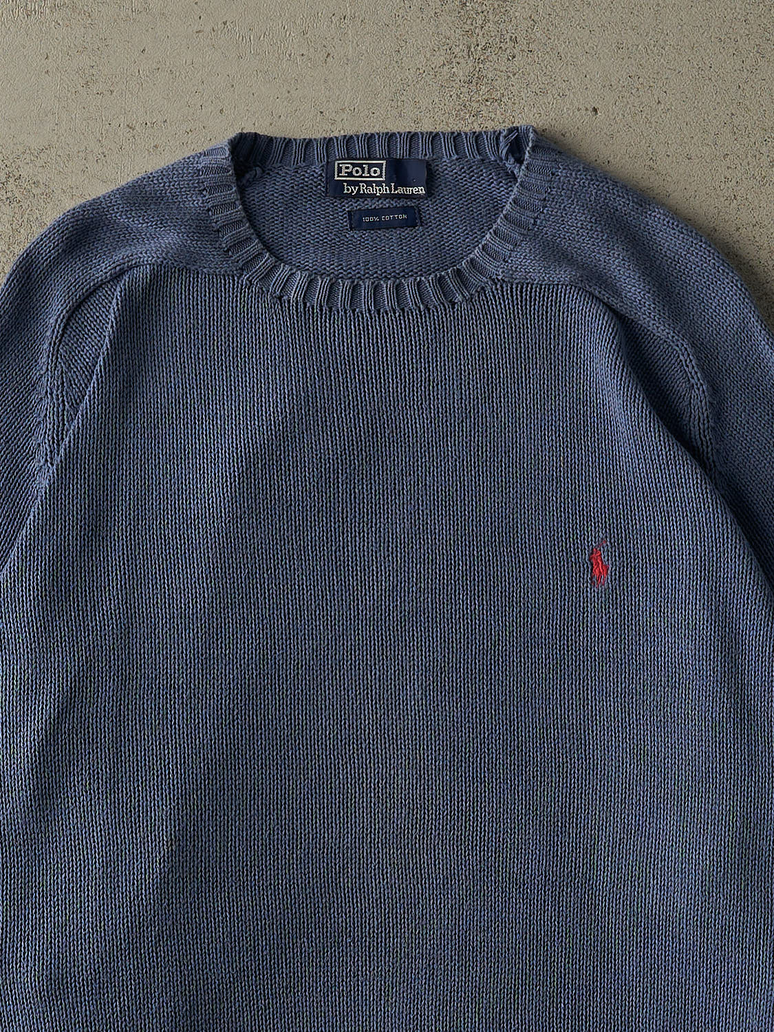 Vintage 90s Slate Blue Polo Ralph Lauren Knit Pullover (XXL)