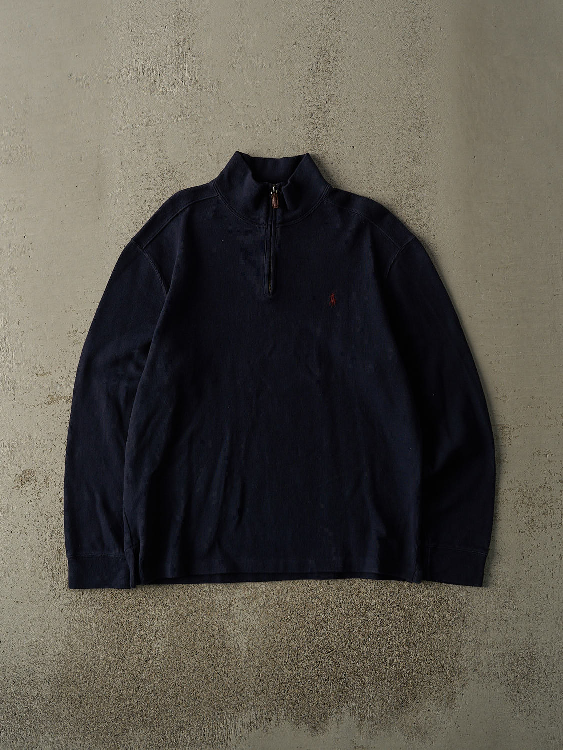 Vintage Y2K Navy Blue Polo Ralph Lauren Quarter Zip Knit (L/XL)
