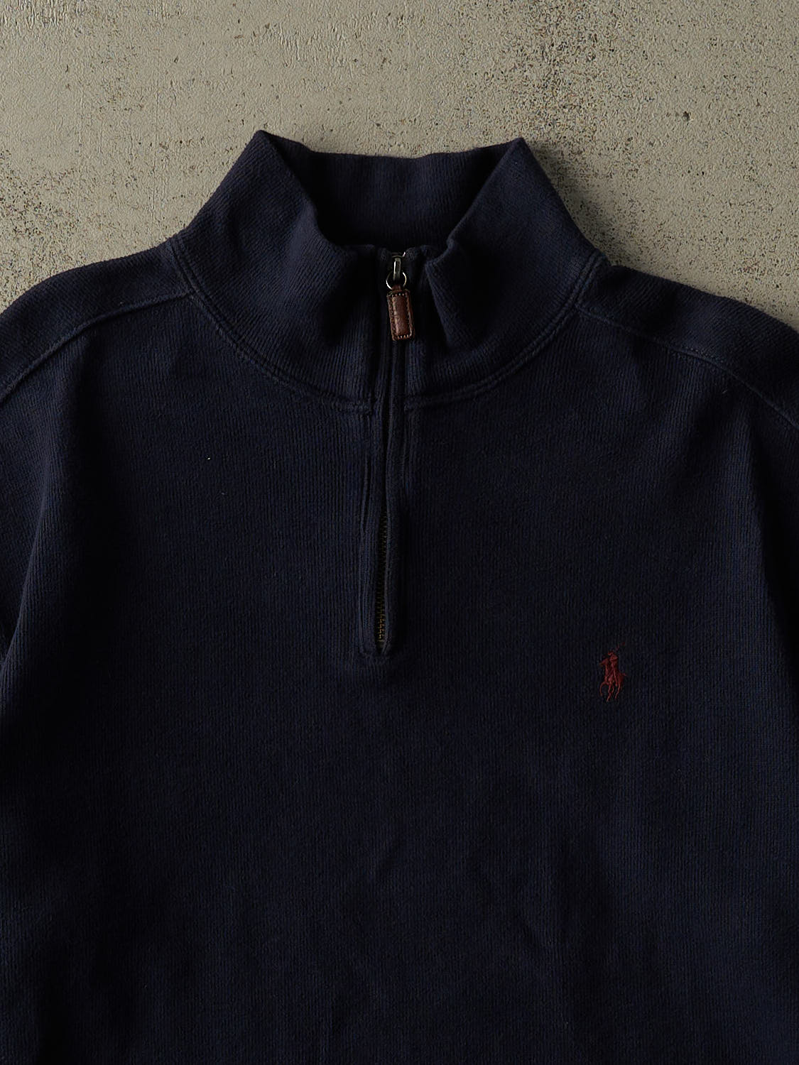Vintage Y2K Navy Blue Polo Ralph Lauren Quarter Zip Knit (L/XL)