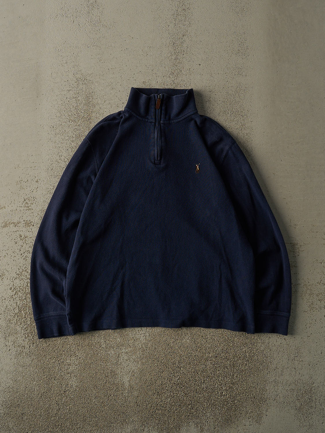 Vintage Y2K Navy Blue Polo Ralph Lauren Quarter Zip Knit (M)