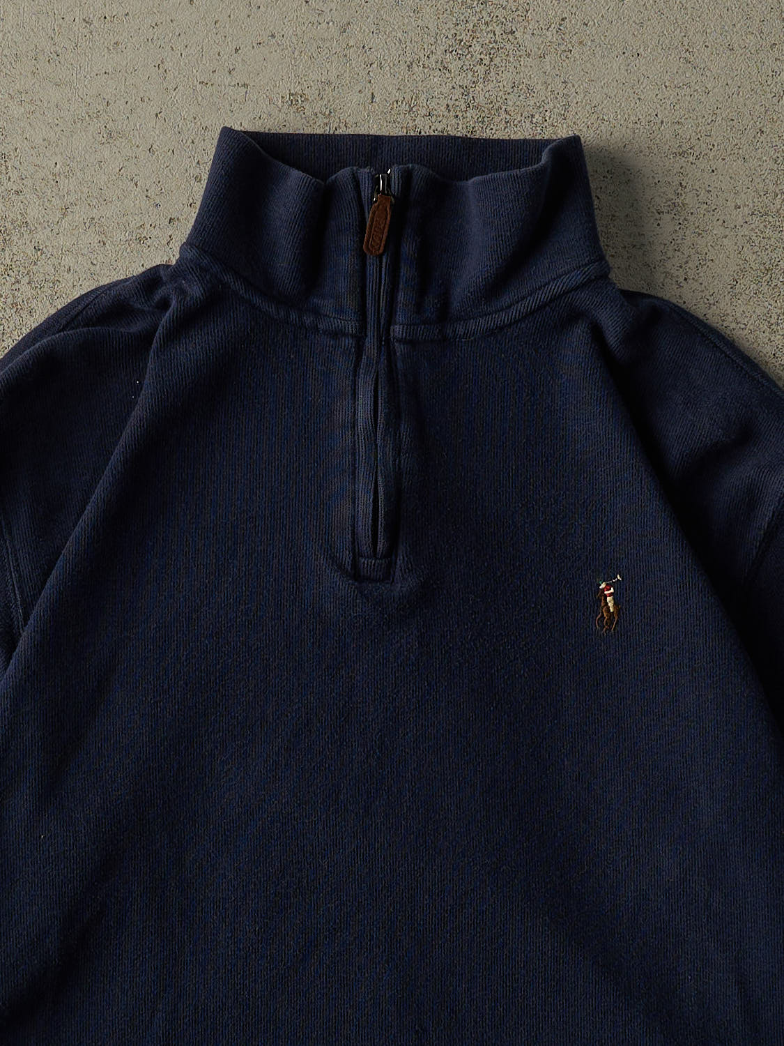 Vintage Y2K Navy Blue Polo Ralph Lauren Quarter Zip Knit (M)