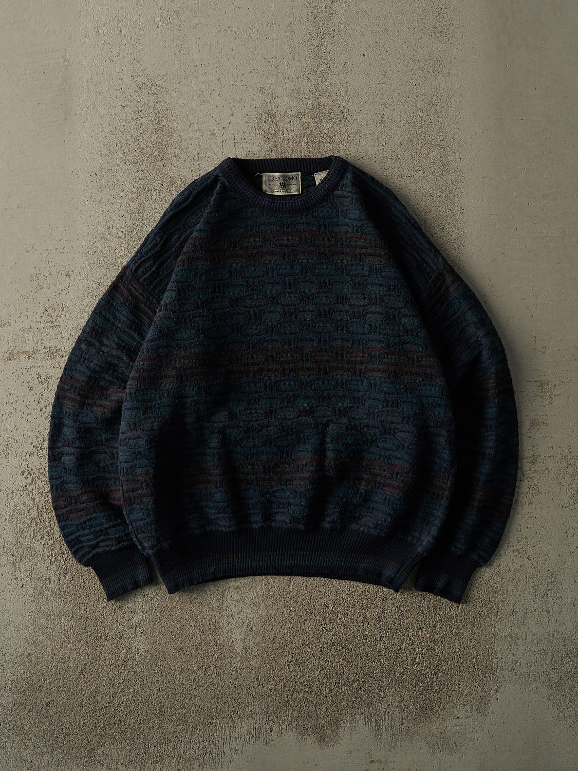 Vintage 90s Navy Blue Multi Colour Patterned Knit (S/M)