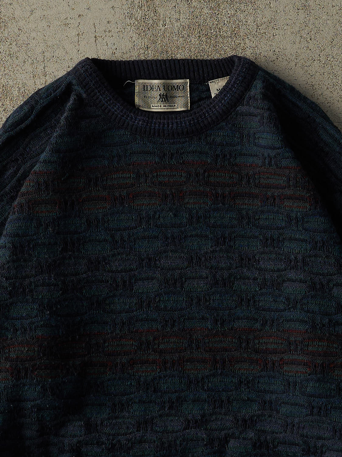 Vintage 90s Navy Blue Multi Colour Patterned Knit (S/M)