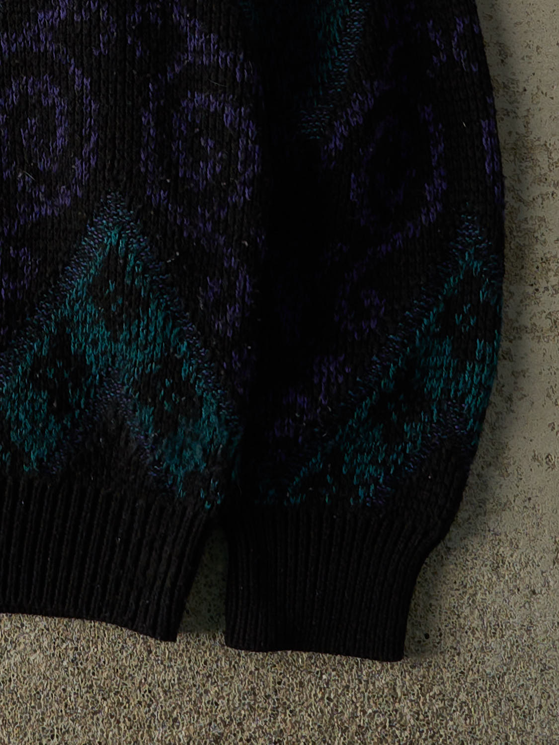 Vintage 80s Black, Teal & Purple Patterned Knit (M) – Rebalance