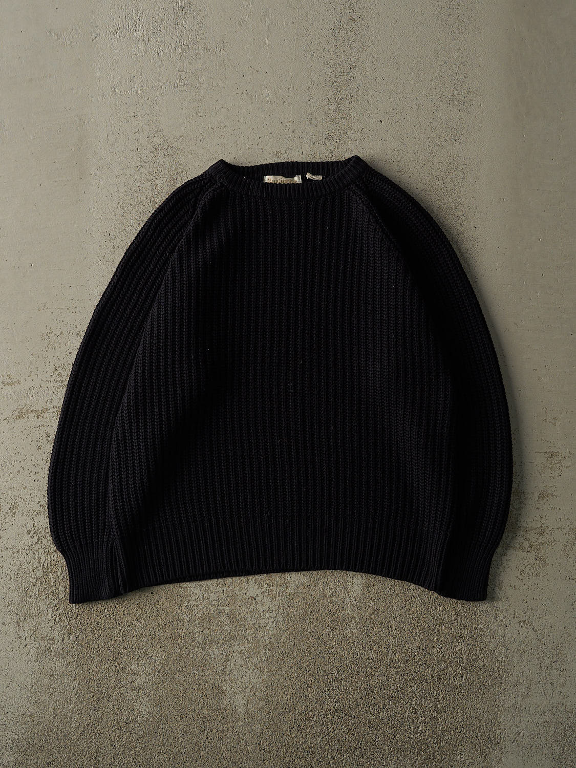 Vintage 80s Faded Black Fishermans Knit (M/L)