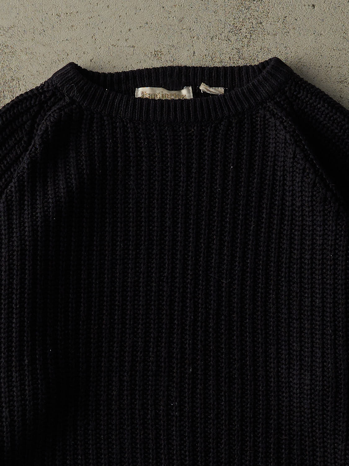Vintage 80s Faded Black Fishermans Knit (M/L)